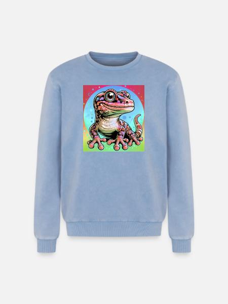 Gecko - Relaxed Unisex Premium Acid-Washed Sweatshirt - Blau Acid Wash