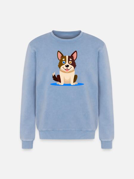 Kleiner bunter Hund (Comic) - Relaxed Unisex Premium Acid-Washed Sweatshirt - Blau Acid Wash