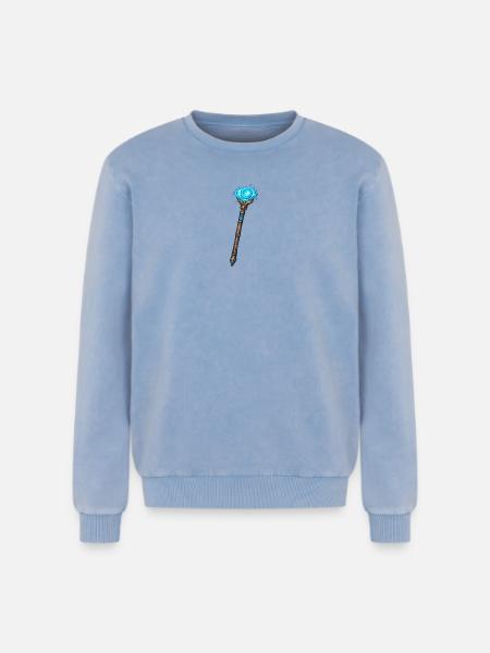 Magischer Kristallstab Blau - Relaxed Unisex Premium Acid-Washed Sweatshirt - Blau Acid Wash