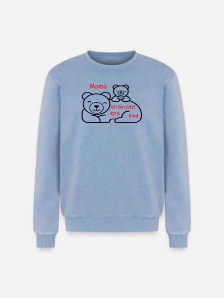 Kita Kind - Relaxed Unisex Premium Acid-Washed Sweatshirt - Blau Acid Wash