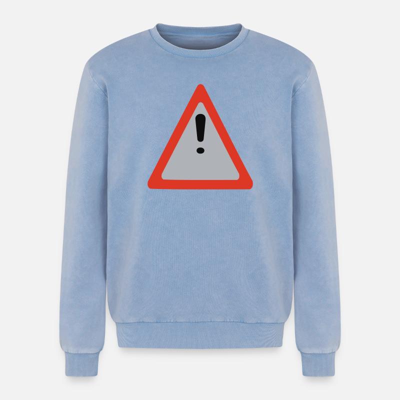 caution caution - Relaxed Unisex Premium Acid Washed Sweatshirt - acid washed blue