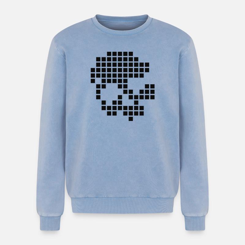 Digital skull - Relaxed Unisex Premium Acid Washed Sweatshirt - acid washed blue