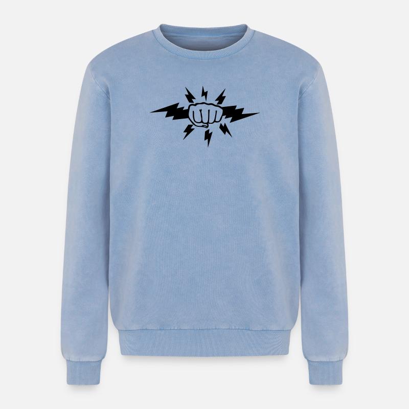Blitzfaust - Relaxed Unisex Premium Acid-Washed Sweatshirt - Blau Acid Wash