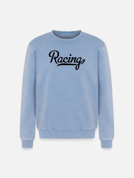 6061912 121984375 racing - Relaxed Unisex Premium Acid Washed Sweatshirt - acid washed blue