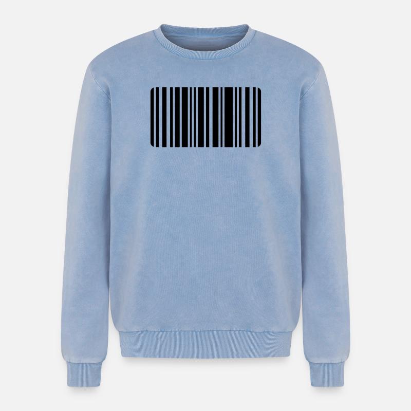barcode - Relaxed Unisex Premium Acid Washed Sweatshirt - acid washed blue