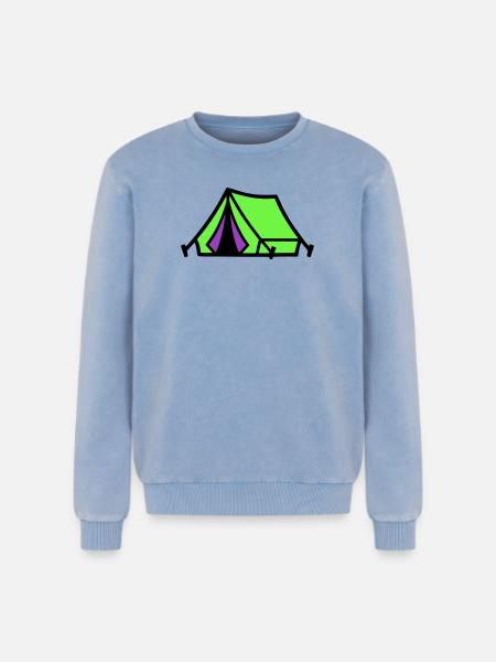 Festival Tent Camping Icon - Relaxed Unisex Premium Acid Washed Sweatshirt - acid washed blue