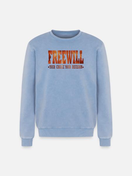 FreeWill - Relaxed Unisex Premium Acid Washed Sweatshirt - acid washed blue