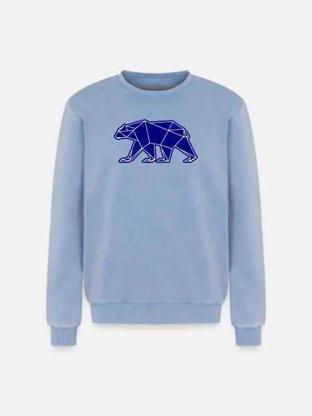 Polar Bear Polar Bear Polygon Icon - Relaxed Unisex Premium Acid Washed Sweatshirt - acid washed blue