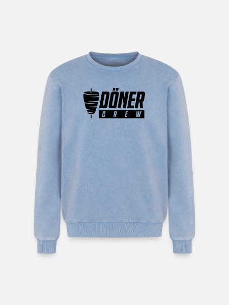 Döner Crew - Relaxed Unisex Premium Acid Washed Sweatshirt - acid washed blue