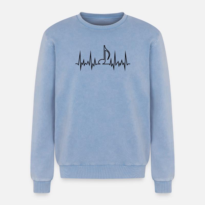 wave_note - Relaxed Unisex Premium Acid-Washed Sweatshirt - Blau Acid Wash