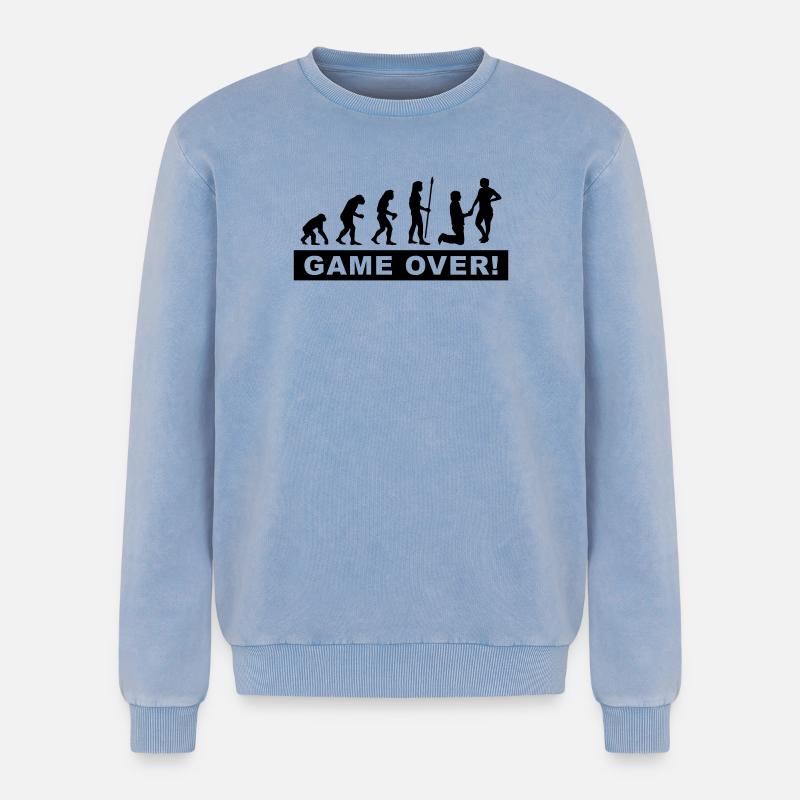 evolution_wedding - Relaxed Unisex Premium Acid-Washed Sweatshirt - Blau Acid Wash