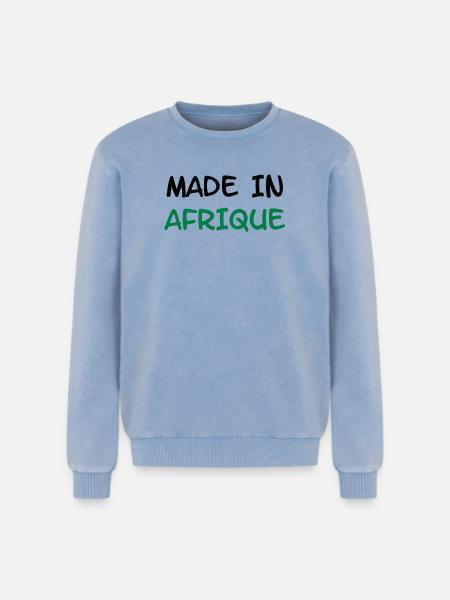 Made in AFRIQUE ! - Sweatshirt unisexe Premium acid-wash en coton - bleu délavé acide