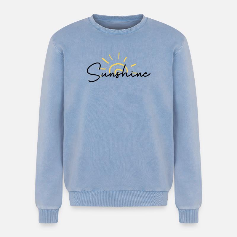 Sunrise Scribble Arc - Relaxed Unisex Premium Acid Washed Sweatshirt - acid washed blue