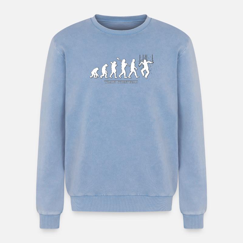 Evolution - Relaxed Unisex Premium Acid-Washed Sweatshirt - Blau Acid Wash