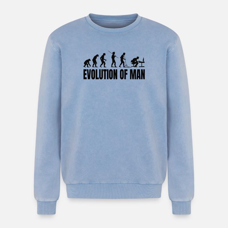 Programmierer Computerfreak Evolution - Relaxed Unisex Premium Acid-Washed Sweatshirt - Blau Acid Wash