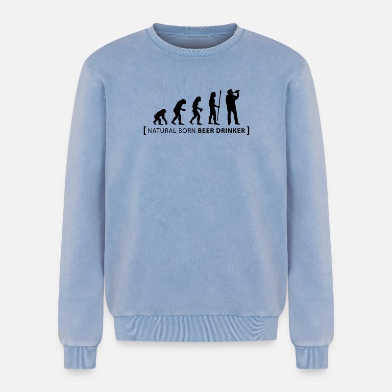 evolution_beer_drinker - Relaxed Unisex Premium Acid Washed Sweatshirt - acid washed blue