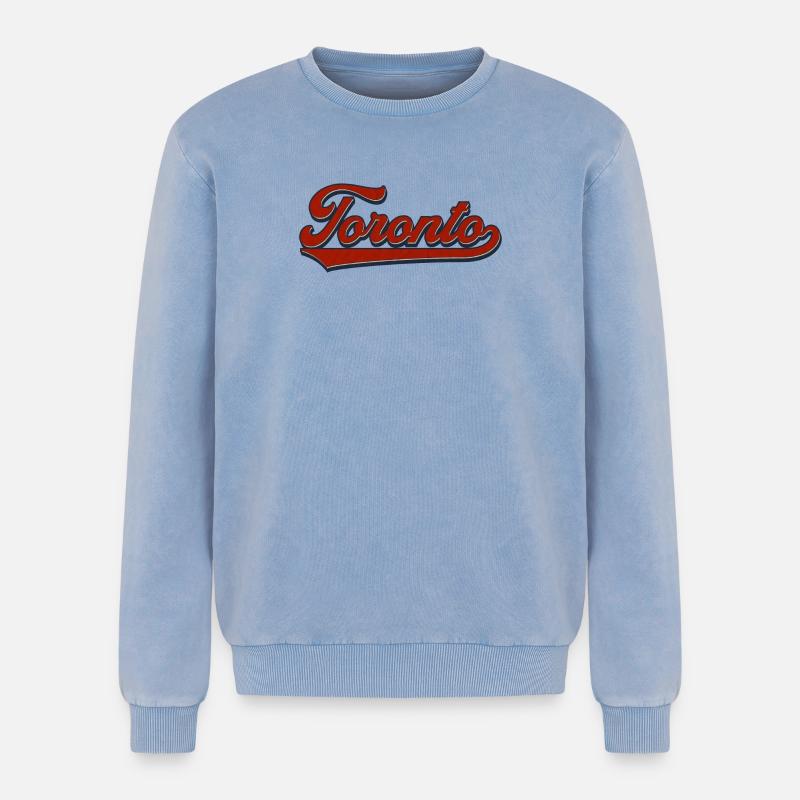 Toronto Retro Script - Relaxed Unisex Premium Acid Washed Sweatshirt - acid washed blue