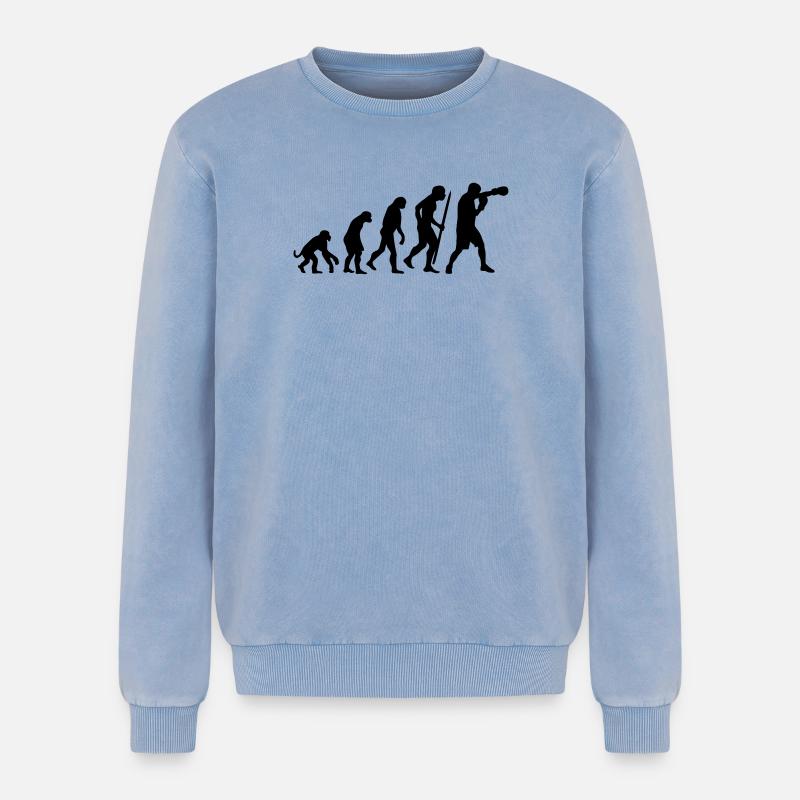 Evolution de la boxe - Sweatshirt unisexe Premium acid-wash en coton - bleu délavé acide