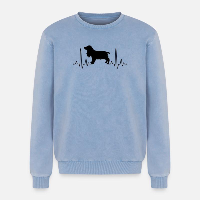 Cocker Spaniel Plus - Relaxed Unisex Premium Acid Washed Sweatshirt - acid washed blue