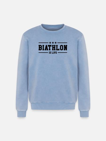 Biathlon is life - Relaxed Unisex Premium Acid Washed Sweatshirt - acid washed blue