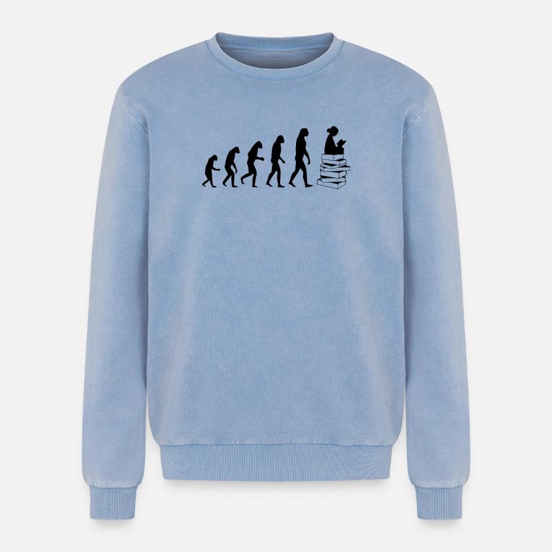 Read Evolution - Relaxed Unisex Premium Acid-Washed Sweatshirt - Blau Acid Wash
