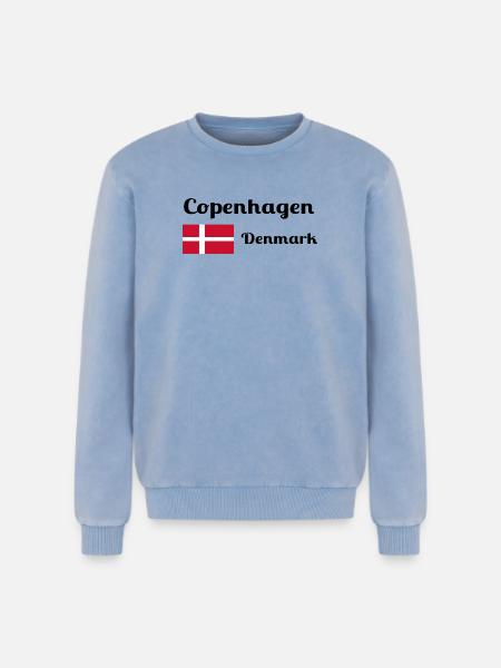 Copenhagen Denmark - Stilfulde prints - Unisex Premium sweatshirt acid wash - blå syrevasket