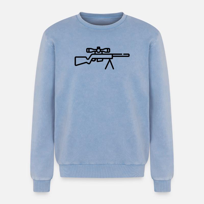 Scharfschütze - Relaxed Unisex Premium Acid-Washed Sweatshirt - Blau Acid Wash