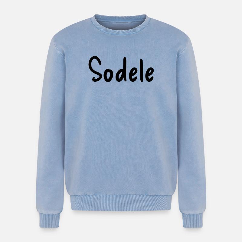 Sodele - Relaxed Unisex Premium Acid Washed Sweatshirt - acid washed blue