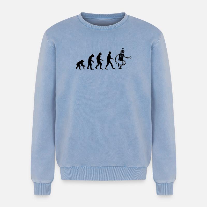 evolution robot évolution - Sweatshirt unisexe Premium acid-wash en coton - bleu délavé acide