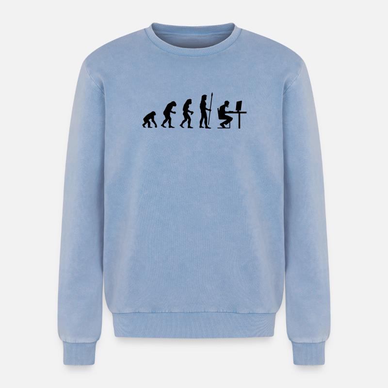 evolution_pc_gamer4 - Relaxed Unisex Premium Acid Washed Sweatshirt - acid washed blue