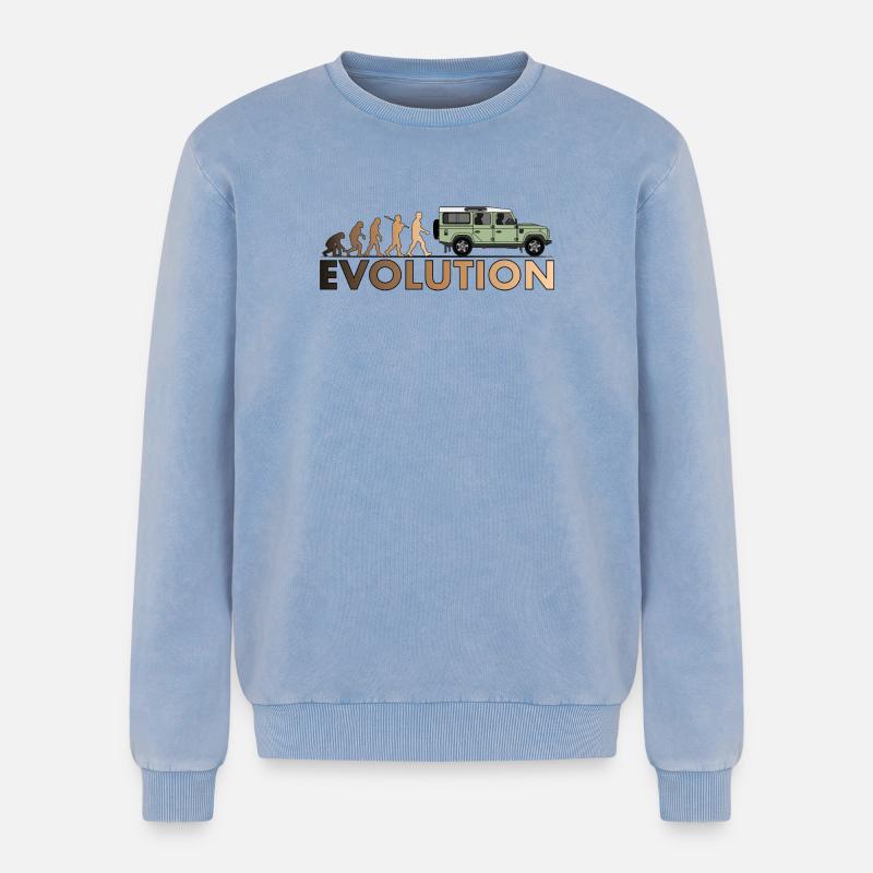 Defender 110 Evolution - Relaxed Unisex Premium Acid-Washed Sweatshirt - Blau Acid Wash