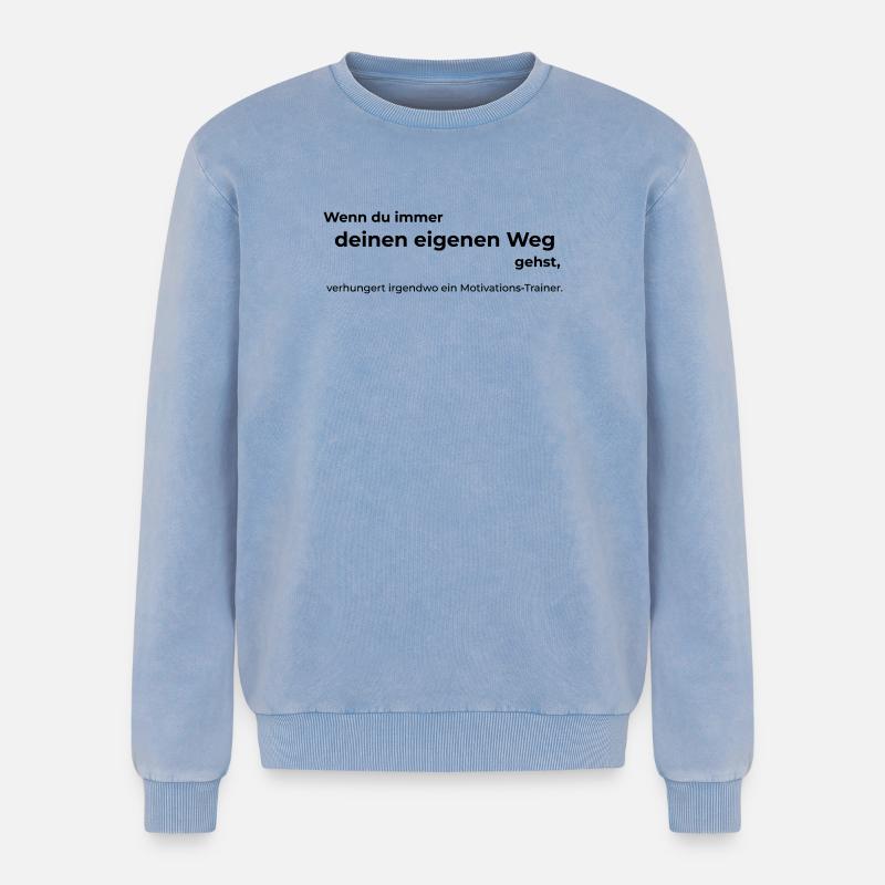 Motivationstrainer - Relaxed Unisex Premium Acid-Washed Sweatshirt - Blau Acid Wash