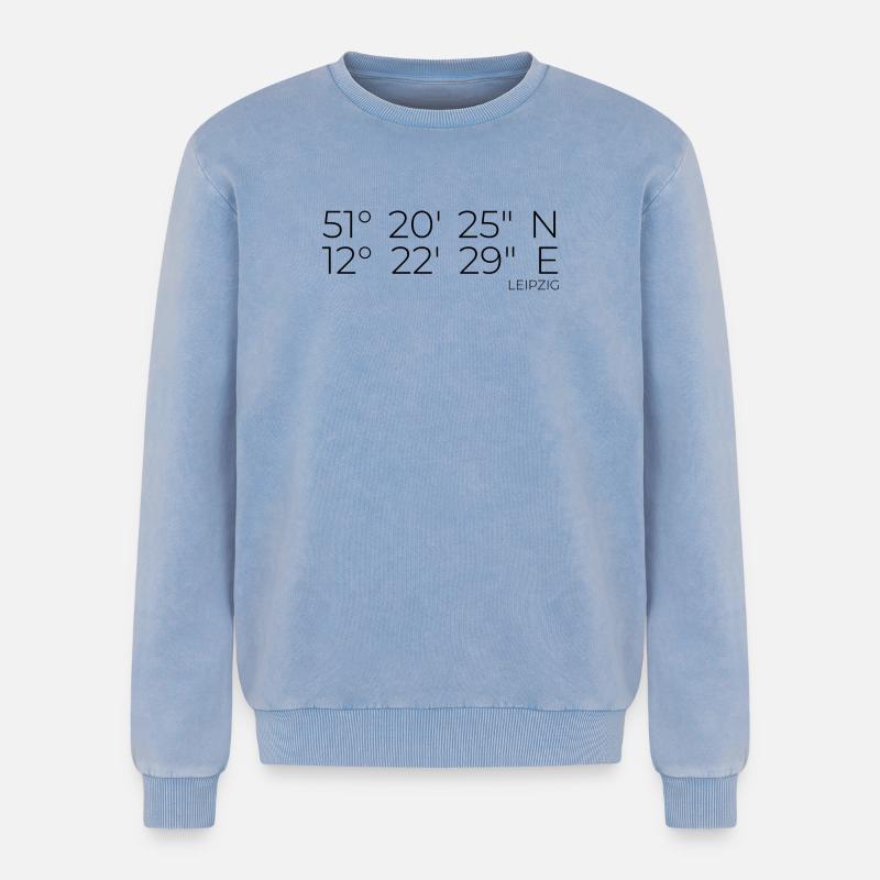 Coordinates Leipzig - Relaxed Unisex Premium Acid Washed Sweatshirt - acid washed blue