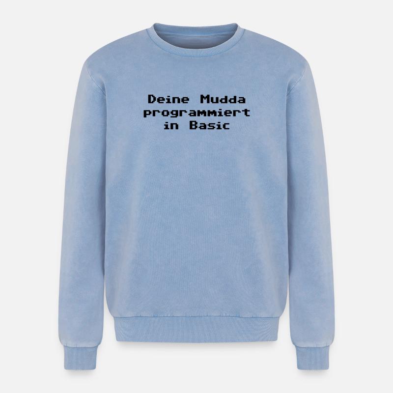 Deine Mudda programmiert in Basic - Relaxed Unisex Premium Acid-Washed Sweatshirt - Blau Acid Wash