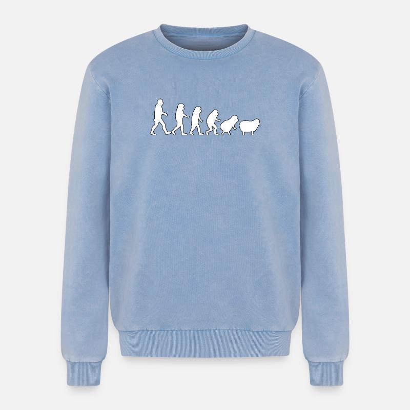 Evolution to Sheep: Herd Mindset - Relaxed Unisex Premium Acid Washed Sweatshirt - acid washed blue