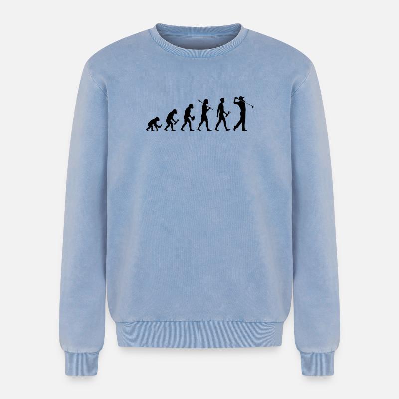 Evolution Golfspieler Golf - Relaxed Unisex Premium Acid-Washed Sweatshirt - Blau Acid Wash