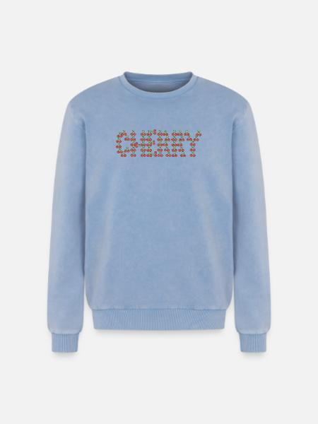 Cherry typography - Relaxed Unisex Premium Acid Washed Sweatshirt - acid washed blue