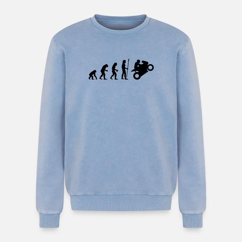 evolution_biker - Sweatshirt unisexe Premium acid-wash en coton - bleu délavé acide