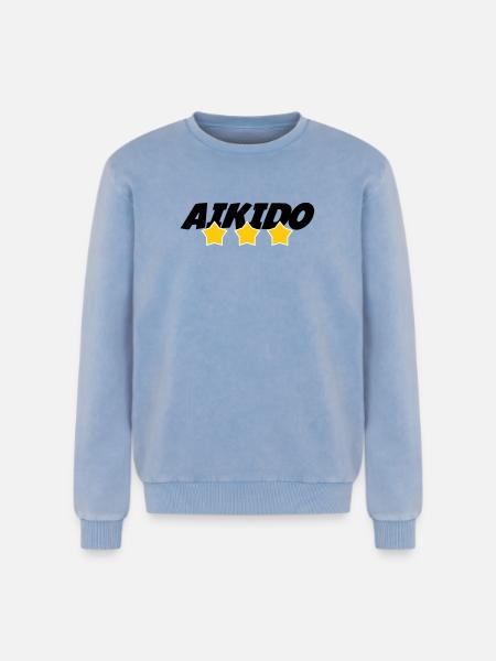 Aikido - Martial Art - Aikido - Relaxed Unisex Premium Acid Washed Sweatshirt - acid washed blue