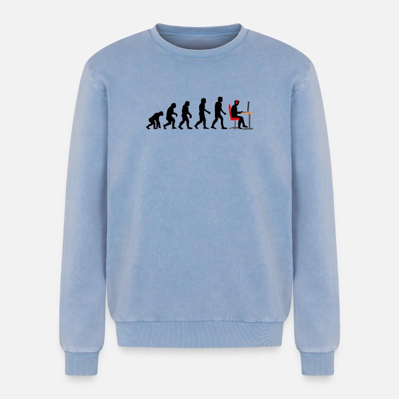 Gamer Evolution 2 - Relaxed Unisex Premium Acid-Washed Sweatshirt - Blau Acid Wash