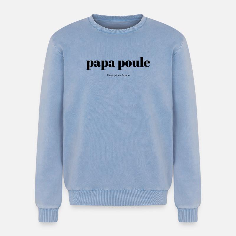 Daddy-Chicken-script - Relaxed Unisex Premium Acid Washed Sweatshirt - acid washed blue