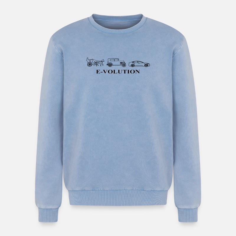 E-Volution Auto Evolution - Sweatshirt unisexe Premium acid-wash en coton - bleu délavé acide