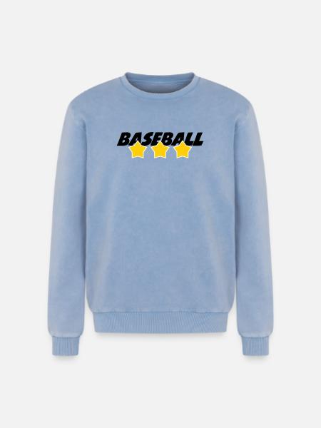Baseball – Sport - Relaxed Unisex Premium Acid-Washed Sweatshirt - Blau Acid Wash