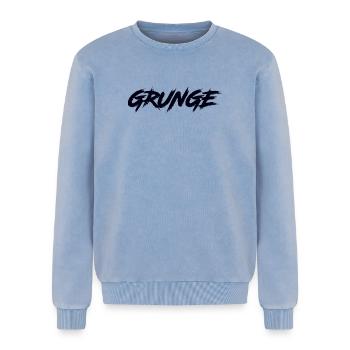 GRUNGE - Relaxed Unisex Premium Acid Washed Sweatshirt - acid washed blue - Front - AI Model Female 172 dark (172cm) & AI Model Male 178 light (178cm)