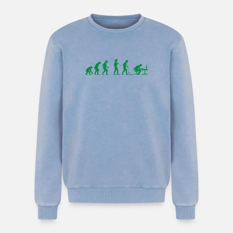 Programmierer Evolution Informatiker Entwickler - Relaxed Unisex Premium Acid-Washed Sweatshirt - Blau Acid Wash