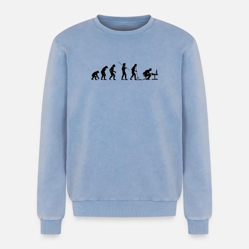 Programmer Evolution Computer Scientist Developer - Relaxed Unisex Premium Acid Washed Sweatshirt - acid washed blue
