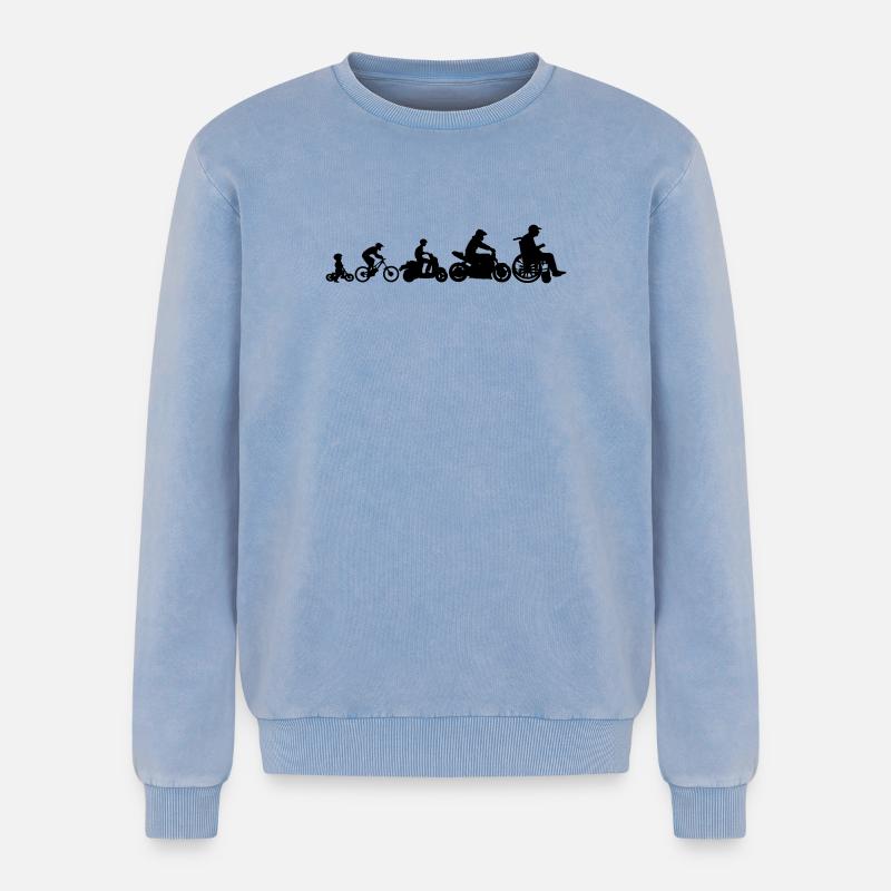 Evolution 2 wheels - Relaxed Unisex Premium Acid Washed Sweatshirt - acid washed blue