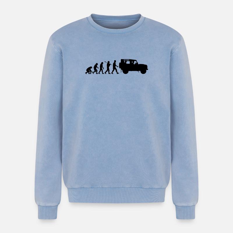 Defender 90 Evolution - Relaxed Unisex Premium Acid Washed Sweatshirt - acid washed blue