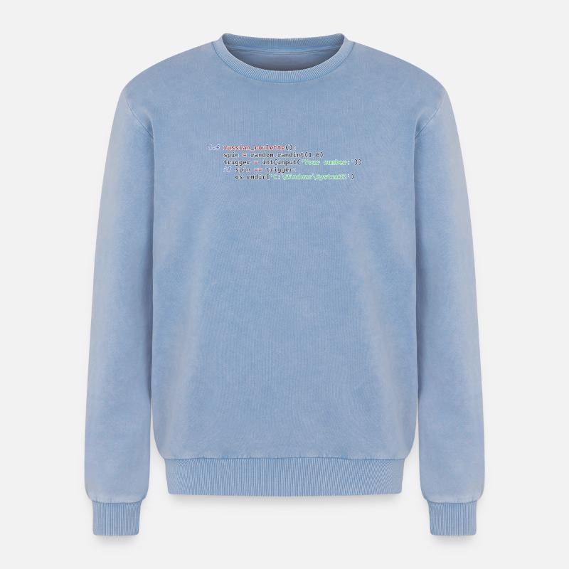 Python Russisches Roulette - Relaxed Unisex Premium Acid-Washed Sweatshirt - Blau Acid Wash