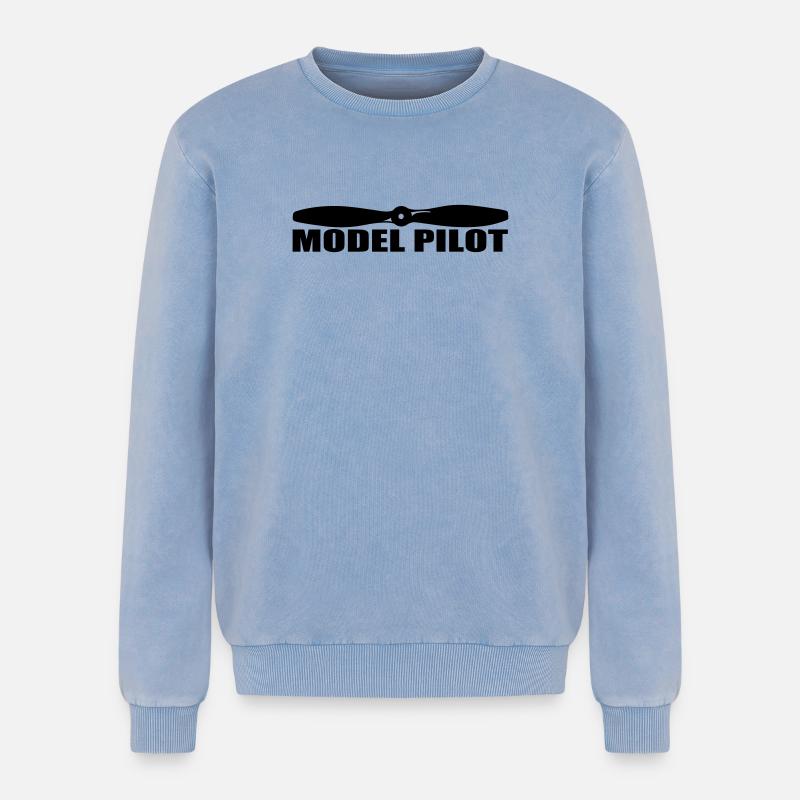 model_pilot - Relaxed Unisex Premium Acid Washed Sweatshirt - acid washed blue